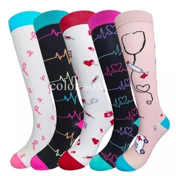  Компресия чорапи, медицински сестри Спортни чорапи Компресия чорапи за джогинг Медицински чорапи при диабет с разширени вени Мъжки чорапи до коляното