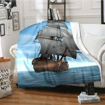  Кораби одеало за круиз на борда на кораб, паруснике, детска одеяле, висококачествена фланелевом одеяле, мек и удобен домашен одеяле за пътуване