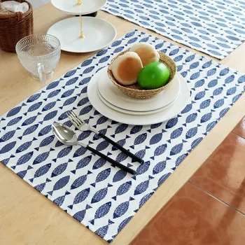  Кухненски кърпи, салфетки за маса за хранене, светло синя риба, кърпа с изображение, средиземноморска риба, ресторант кърпички за сватба
