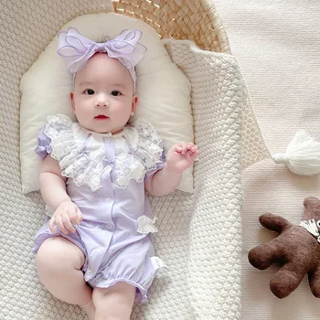  летен гащеризон с дълъг ръкав за новородено, сладък моден костюм в стил Лолита 