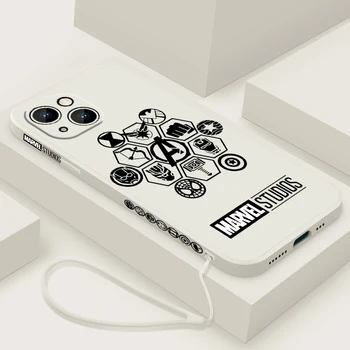  Логото на Marvel Отмъстителите за Apple iPhone 15 14 13 12 11 XR XS X 8 7 Pro Max Plus Mini с течна лявата въже Калъф за вашия телефон