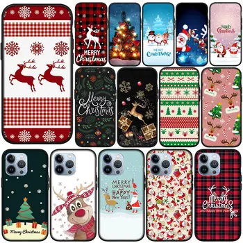  Мек Калъф за Apple iPhone 14 15 Плюс 13 12 Mini Pro Max XR + 13Pro 14 + 15 + Корпус Калъф За Телефон Снежен човек Забавна Коледна Елха Елен