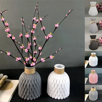  Мода 2023 година, Модерна ваза за цветя Имитация на бял керамични саксия, домашна Пластмасова Ваза, за украса на масата, Вазата