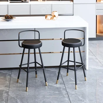  Модерен Метален бар стол в скандинавски стил, Луксозен дизайн, Минималистична Бар стол, Кухненски остров, рецепция, Silla Comedor Мебели за дома