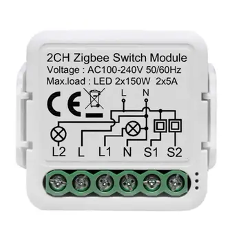  Модул превключване на Hristo Smart ZigBee 3.0 Не се изисква Неутрален проводник Ключа за лампата за умен дом Работи с Алекса Home