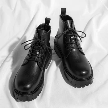  Мъжки кожени водоустойчив ботильоны Chukka дантела, оксфордские модела обувки, ежедневни обувки за делова работа за мъже