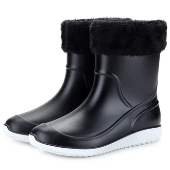  Мъжки обувки и Ветроупорен работни обувки за улицата Памук, водоустойчиви мъжки зимни обувки Непромокаеми Зимни гумени ботуши, Топли леки ботильоны