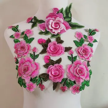  Нашивка с розово цвете за ремонт, декоративни апликации