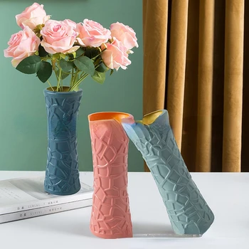  Нова пластмасова имитация на остъклени вази, цветя договореност за всекидневната, просто украса от сухи цветя, саксия, цветя, прибори
