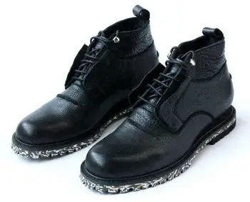  Нови зимни ежедневни мъжки ботильоны, мъжки обувки от естествена кожа wester boot, камуфляжные черни класически мъжки обувки и дантела