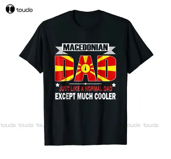  Нови модни прилепнали блузи с кръгло деколте, македонски татко е много по-готина тениска с флага за Деня на бащата, ризи с къс ръкав, тениска унисекс по поръчка