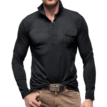  Нови мъжки ежедневни ризи с дълъг ръкав и яка-ревери, блузи с яка 
