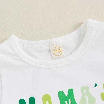  Облекло за новородени момчета в Деня на Св. Патрик, Талисман, Тениска с трилистником, Панталони, Комплекти летни дрехи за новородени
