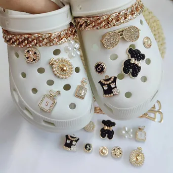  Перлени очила, обувки с дупки във веригата, Медальони, Аксесоари за ключалката от крокодил, Прекрасен Мечката, 3D Обувки, цветя, украси за обувки със собствените си ръце