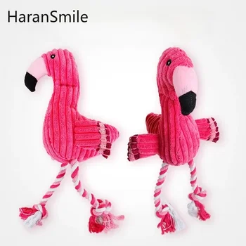  Плюшен играчка за домашни любимци, устойчив на укусам, за почистване на зъбите и противен играчка за куче-фламинго