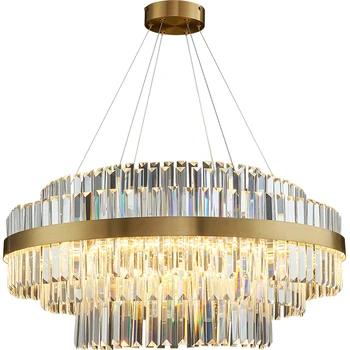  Постмодернистская медни полилей, осветление на интериора на дома удобства, Луксозна led подвесная лампа K9 Crystal LED за хранене