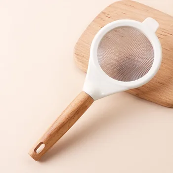  Практичен Инструмент за пресяване на брашно с дървена дръжка, Удобна сито прах от неръждаема стомана, Реколта Кухненски Форма за печене с фина мрежа.