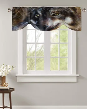  Прозорец завеса с изображение на животно-Вълк, Кухненски шкаф, Кафе престилката, Корниз, Имат Кратък душ завеса