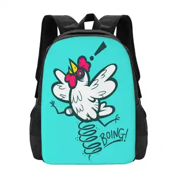  Пролет пиле, раница за тийнейджъри, студенти, Дизайнерски чанти Пролет пиле, Птица, животно, скок, Пиле, Петел