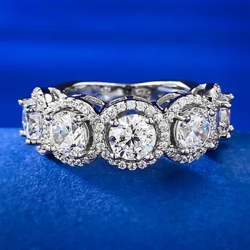  Пръстен с появата на кант в европейския и американския стил с пет редовете на диаманти, 5,0 мм, популярно в Autolichten.be
