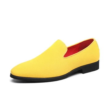  Размер 38-48, мъжки обувки с остри пръсти, сватбена офис дизайнерски мъжки официалната обувки, ежедневни бизнес елегантни италиански лоферы Жълт сив цвят