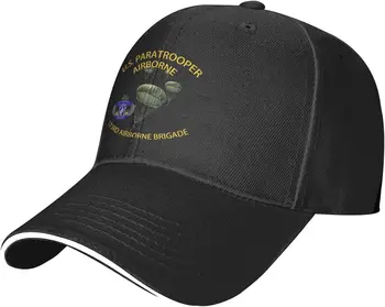  Регулируема Бейзболна Шапка Премиум-клас Us Командосите от 173-та въздушнодесантна бригада за Мъже и Жени - Спорт на открито, Защита От слънцето, Черна