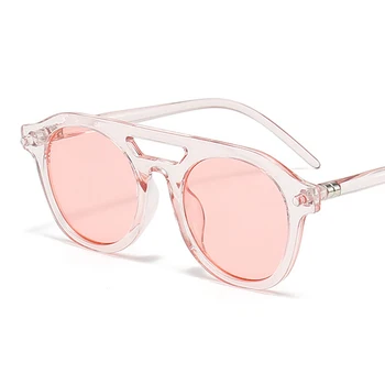  Реколта кръгли слънчеви очила Дамски Маркови дизайнерски слънчеви очила Дамска мода Ретро ярки цветове, С двойна мост Oculos De Sol