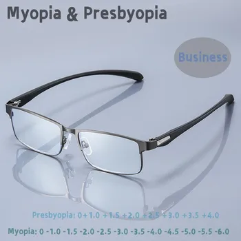  Реколта Мъжки Бизнес Очила За Късогледство Fashion TR90 Half Frame Near &Far sight Удобни Предписани Очила С Диоптриями От 0 До + 4.0