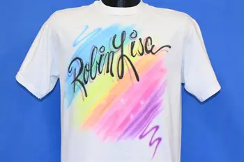  реколта тениска на 80-те години с ШАРКИТЕ на РОБИН, ЛИЗА АЕРОГРАФ RAINBOW souvenir е t-shirt СРЕДЕН размер с дълъг ръкав