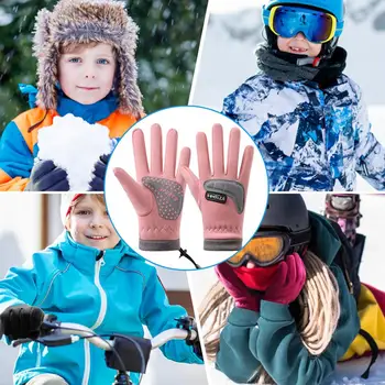  Ръкавици за ръце от микрофибър, непромокаеми зимни ръкавици за деца, нескользящая топло защита, идеален за каране на ски, каране на колело, занимания на открито на открито