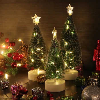  Светещи Мини Коледни Елхи Led Светлини Декорация На Дома, Електронни Свещи Детски Подаръци, Коледна Украса За Коледното Парти