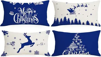  Синя калъфка с весела Коледа, украса на интериора на дома, калъфка за диванной възглавници, 30x50 см