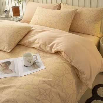  Скандинавска мека опесъчаване легло от четири части, памучно стеганое одеяло, чаршаф, стеганое одеяло, есенно-зимна шапчица, спално бельо