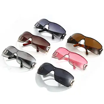  Слънчеви очила в ретро стил С градиентными лещи, обтягивающими дамски слънчеви очила Y2K, футуристични очила