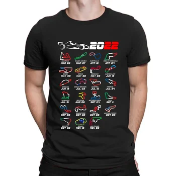  Страхотна риза Случайни календар Оверсайз Formula Race Cars 2022 Circuits Незаменим тениска Мъжки тениски Графична градинска дрехи S-3XL