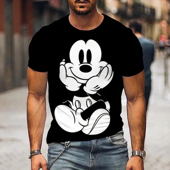  Тениска Disney с 3D принтом Мики, Мъжки Блузи Летни ежедневни Дамски тениски оверсайз в стил хип-хоп, Градинска облекло Harajuku, тениска с къс ръкав