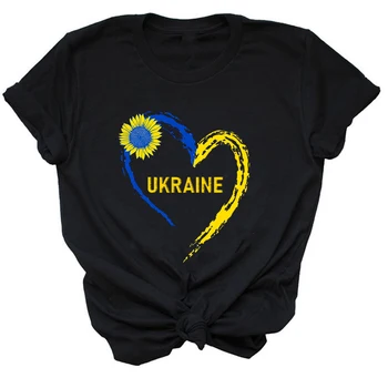  Тениска Украйна Sunflower, Реколта тениски с графичен принтом за украинските на влюбените, Жена топ Y2k с къс ръкав, ежедневни тениска, потник
