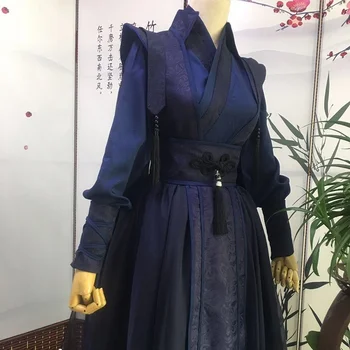  Традиционен китайски Hanfu голям размер 5XL за мъже, индивидуален ретро мъжки костюм за cosplay, негабаритная празнична дрехи, тъмно-сини комплекти 4XL