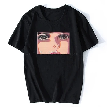  Тъжна тениска с плачущими очи от аниме Vaporwave, тениска с къс ръкав, Ежедневни тениски, потници, Градинска облекло Harajuku, Естетична облекло