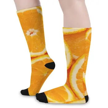  Чорапи с портокалови резенчета, дамски Чорапи с принтом от пресни портокали, Дишащи Модни Чорапи, Нескользящие Чорапи за катерене, подарък към поръчката